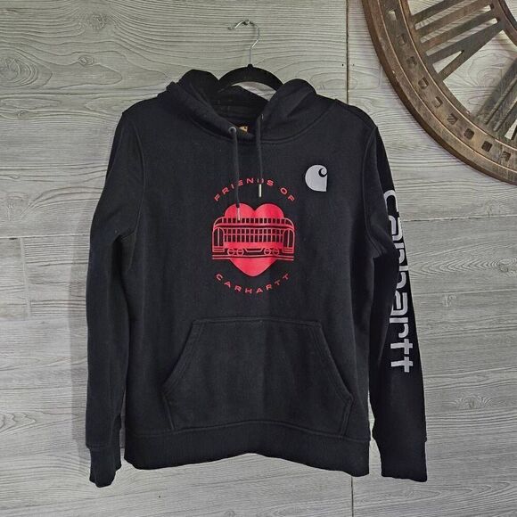 Carhartt Friends Of Carhartt Black Hoodie Womens SZ M 8-10 Relaxed Fit - Picture 1 of 6